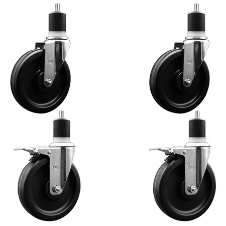 Service Caster 6'' Phenolic Swivel 1-7/8'' Expanding Stem Caster Set 2 Total Lock Brakes, 4PK SCC-EXTTL20S615-PHR-2-S-2-178